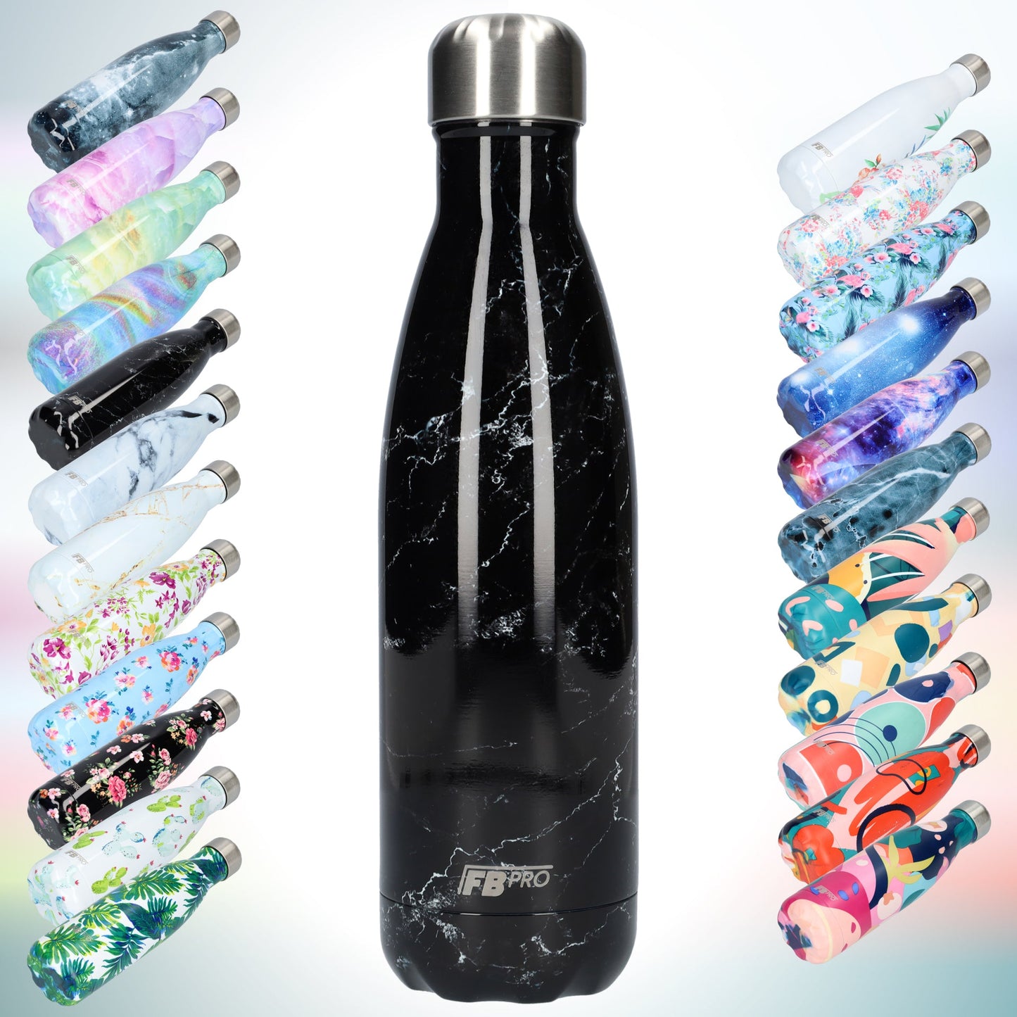 FBFS32, Thermosfles, Drinkfles, Waterfles - 500ml - Black Marble - Zwarte Marmer