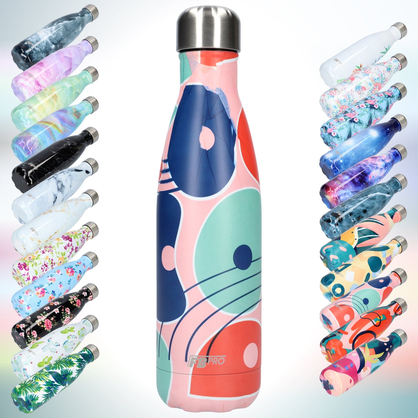FBFS148, Thermosfles, Drinkfles, Waterfles - 500ml - GeoSplash Pink - GeoSplash Roze