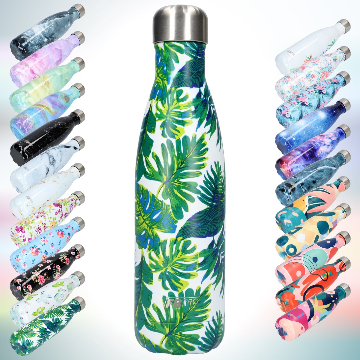 FBFS43, Thermosfles, Drinkfles, Waterfles - 500ml - Tropical Leaves - Tropische Bladeren
