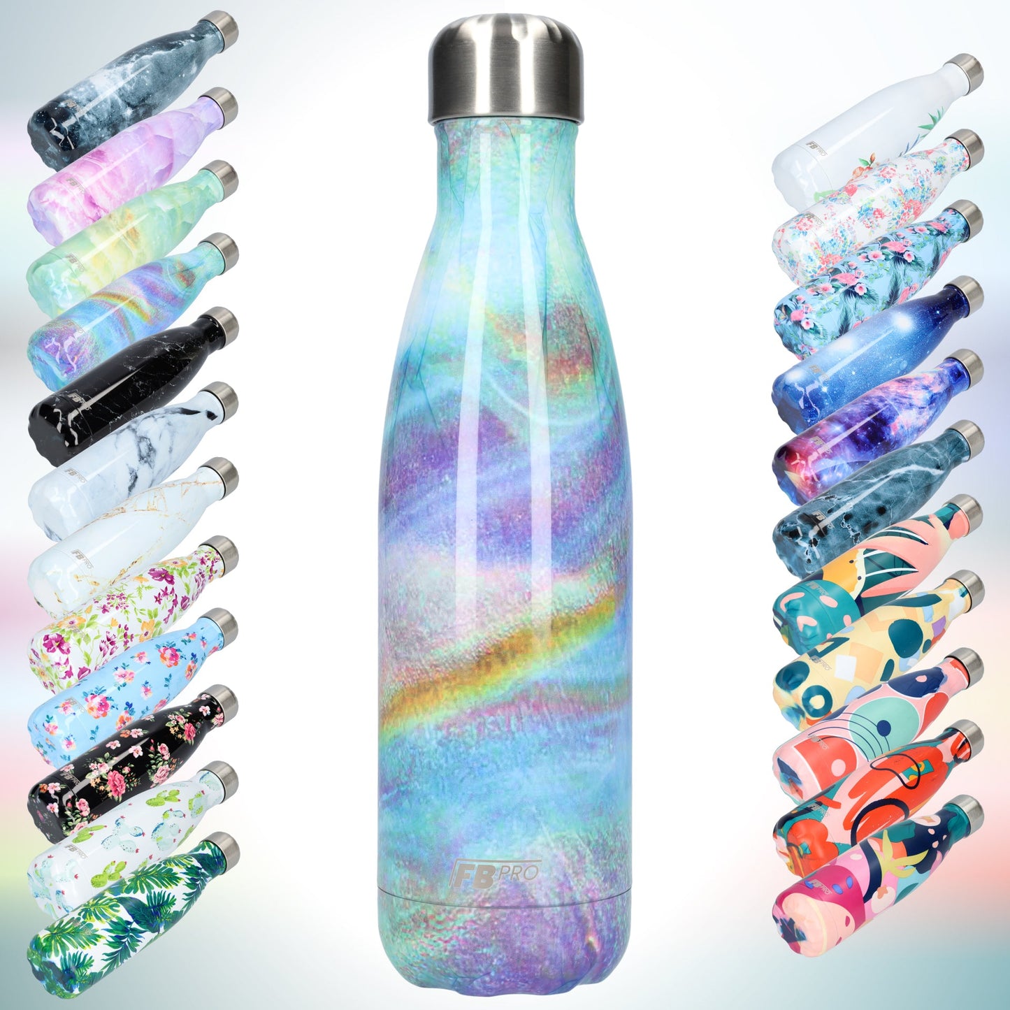 FBFS30, Thermosfles, Drinkfles, Waterfles - 500ml - Galaxy Rainbow - Sterrenhemel Regenboogkleur