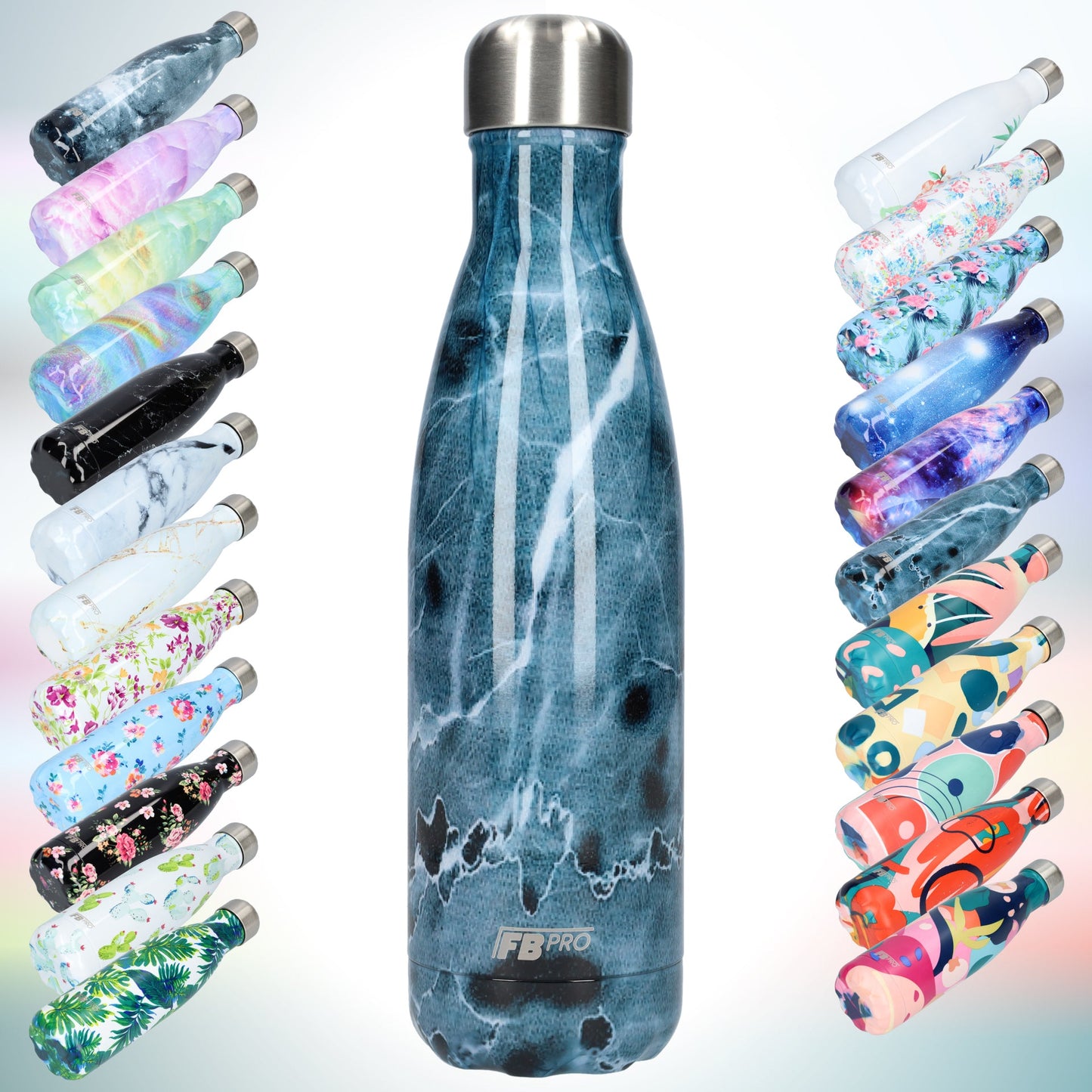 FBFS91, Thermosfles, Drinkfles, Waterfles - 500ml - Dark Blue Lighting - Donkerblauwe Onweer