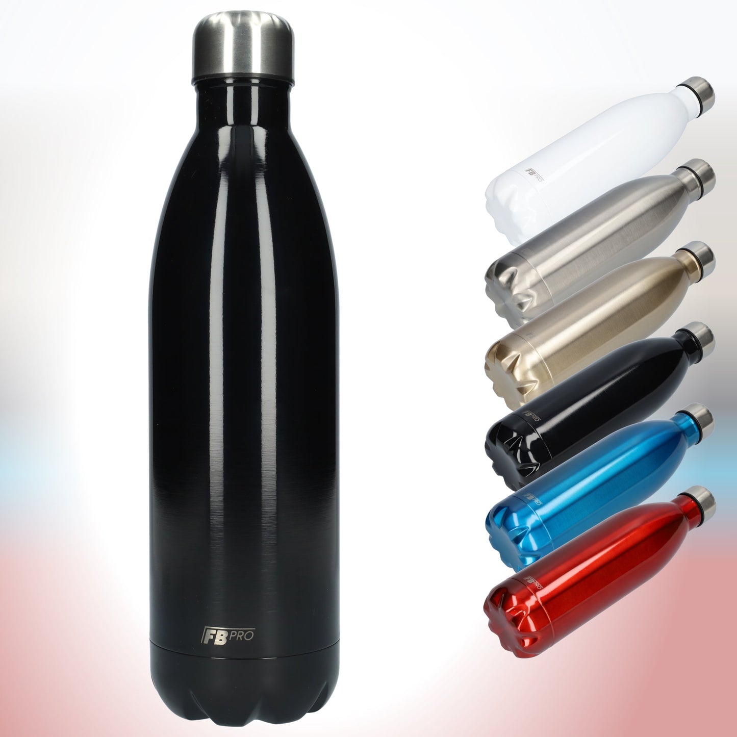 FBFS150, Thermosfles, Drinkfles, Waterfles - 1 liter - Black - Zwart