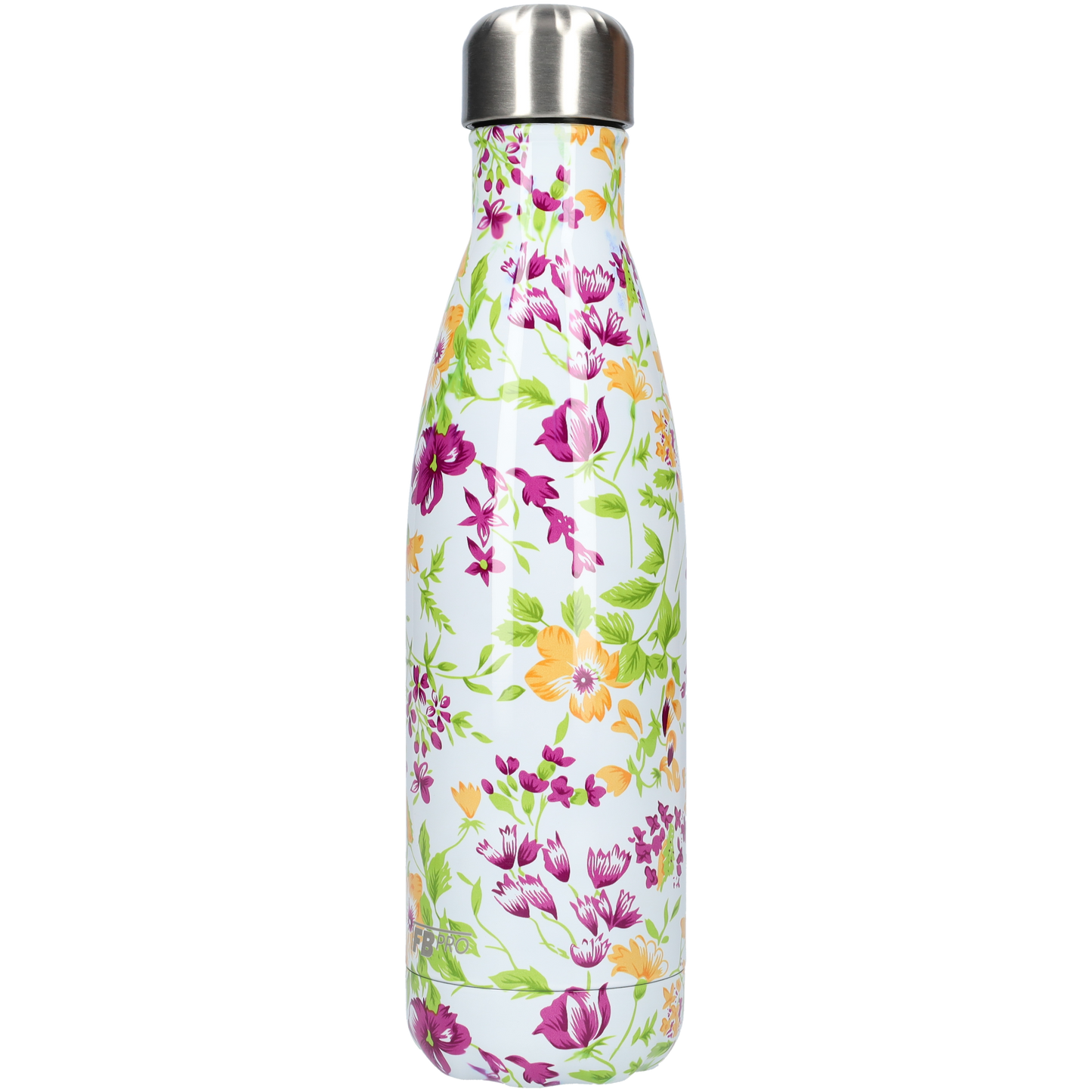 FBFS39, Thermosfles, Drinkfles, Waterfles - 500ml - Purple & Yellow Flowers - Paars & Gele Bloemen