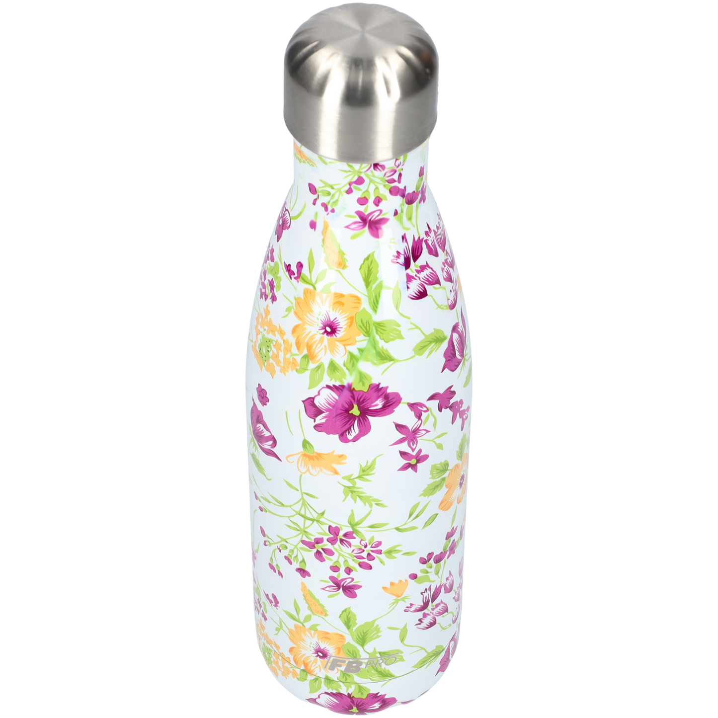 FBFS39, Thermosfles, Drinkfles, Waterfles - 500ml - Purple & Yellow Flowers - Paars & Gele Bloemen