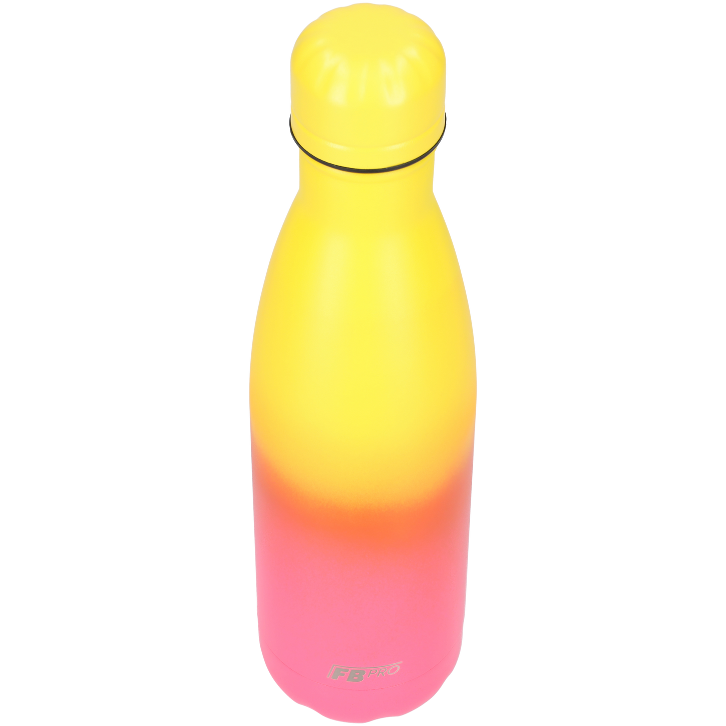 FBFS137, Thermosfles, Drinkfles, Waterfles - Modern & Slank Design - Thermos Fles voor de Warme en Koude Dagen - 500ml - Sunny Yellow & Pink - Zonnig Geel, Paars