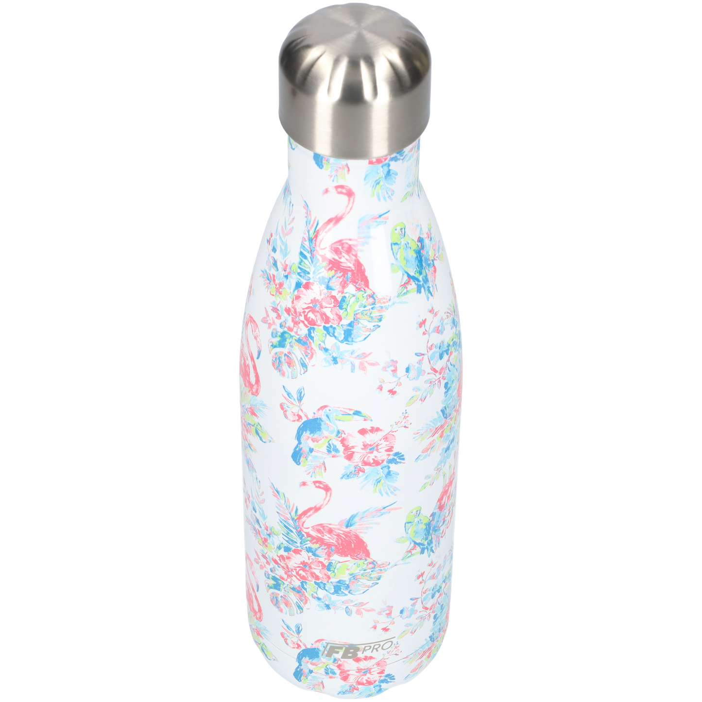 FBFS45, Thermosfles, Drinkfles, Waterfles - 500ml - Flamingo Flowers - Flamingo Bloemen