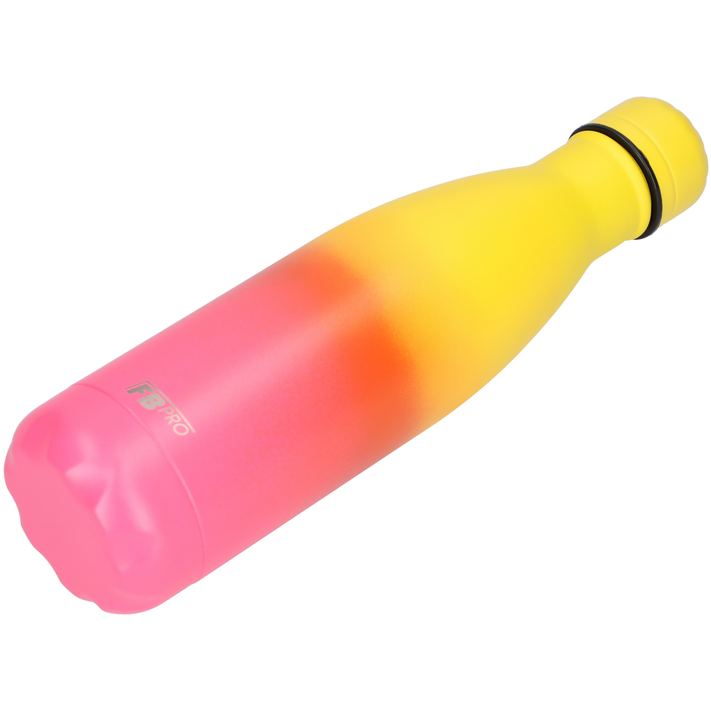 FBFS137, Thermosfles, Drinkfles, Waterfles - Modern & Slank Design - Thermos Fles voor de Warme en Koude Dagen - 500ml - Sunny Yellow & Pink - Zonnig Geel, Paars