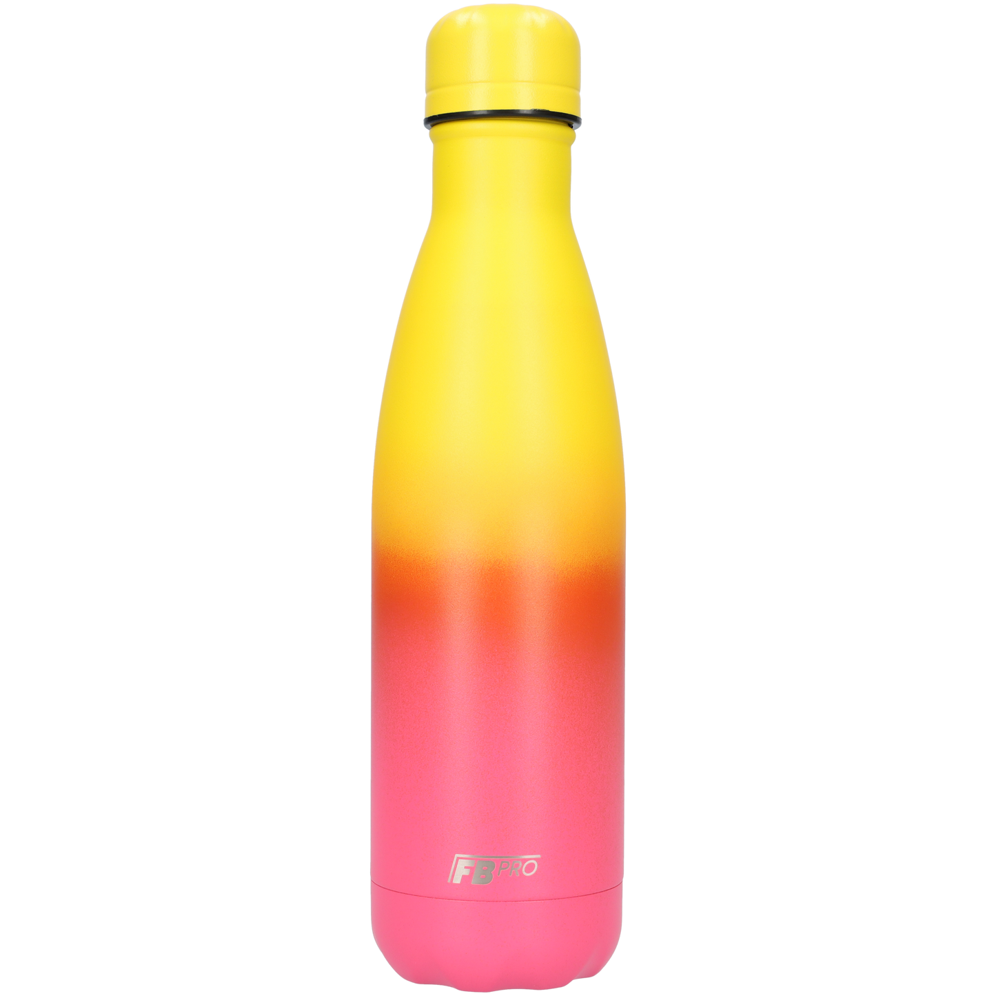 FBFS137, Thermosfles, Drinkfles, Waterfles - Modern & Slank Design - Thermos Fles voor de Warme en Koude Dagen - 500ml - Sunny Yellow & Pink - Zonnig Geel, Paars