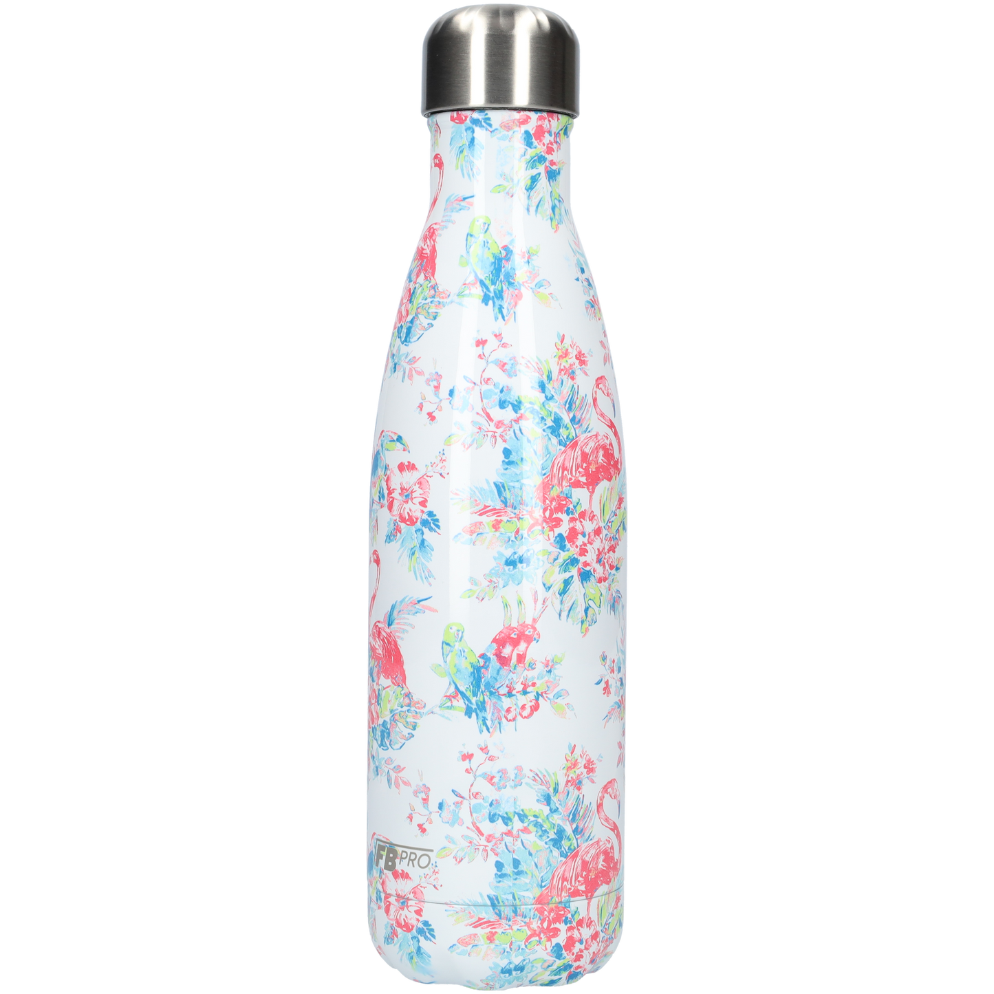 FBFS45, Thermosfles, Drinkfles, Waterfles - 500ml - Flamingo Flowers - Flamingo Bloemen