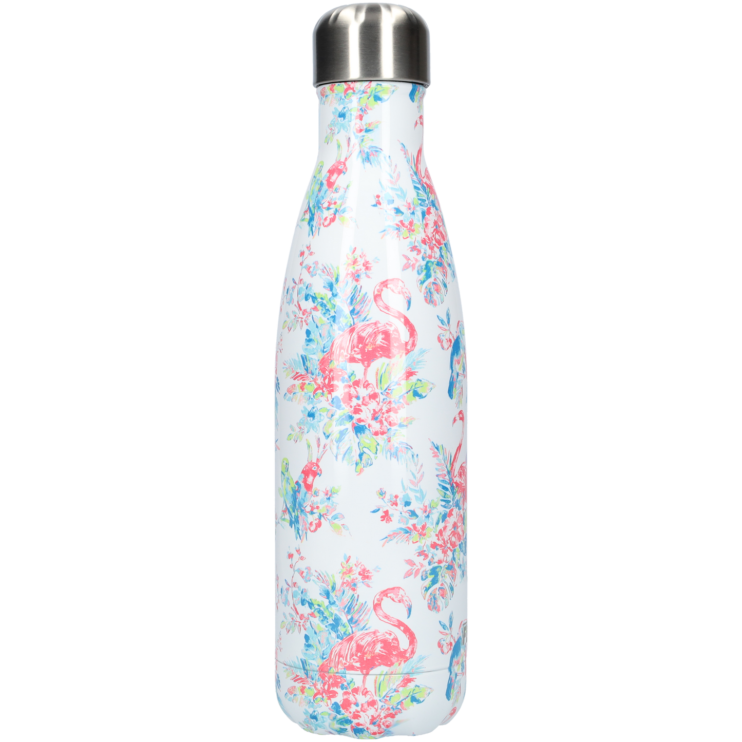 FBFS45, Thermosfles, Drinkfles, Waterfles - 500ml - Flamingo Flowers - Flamingo Bloemen