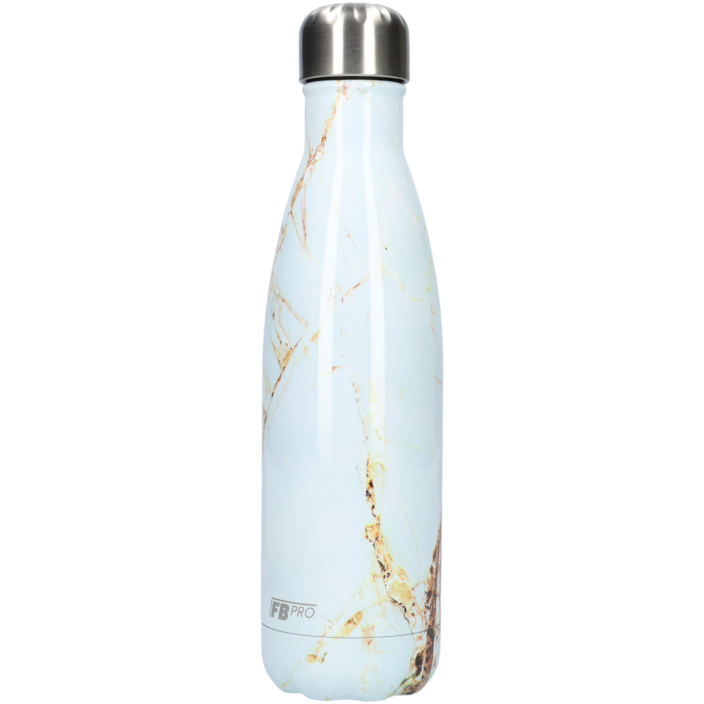 FBFS34, Thermosfles, Drinkfles, Waterfles - 500ml - White & Gold Marble - Wit & Goud Marmer
