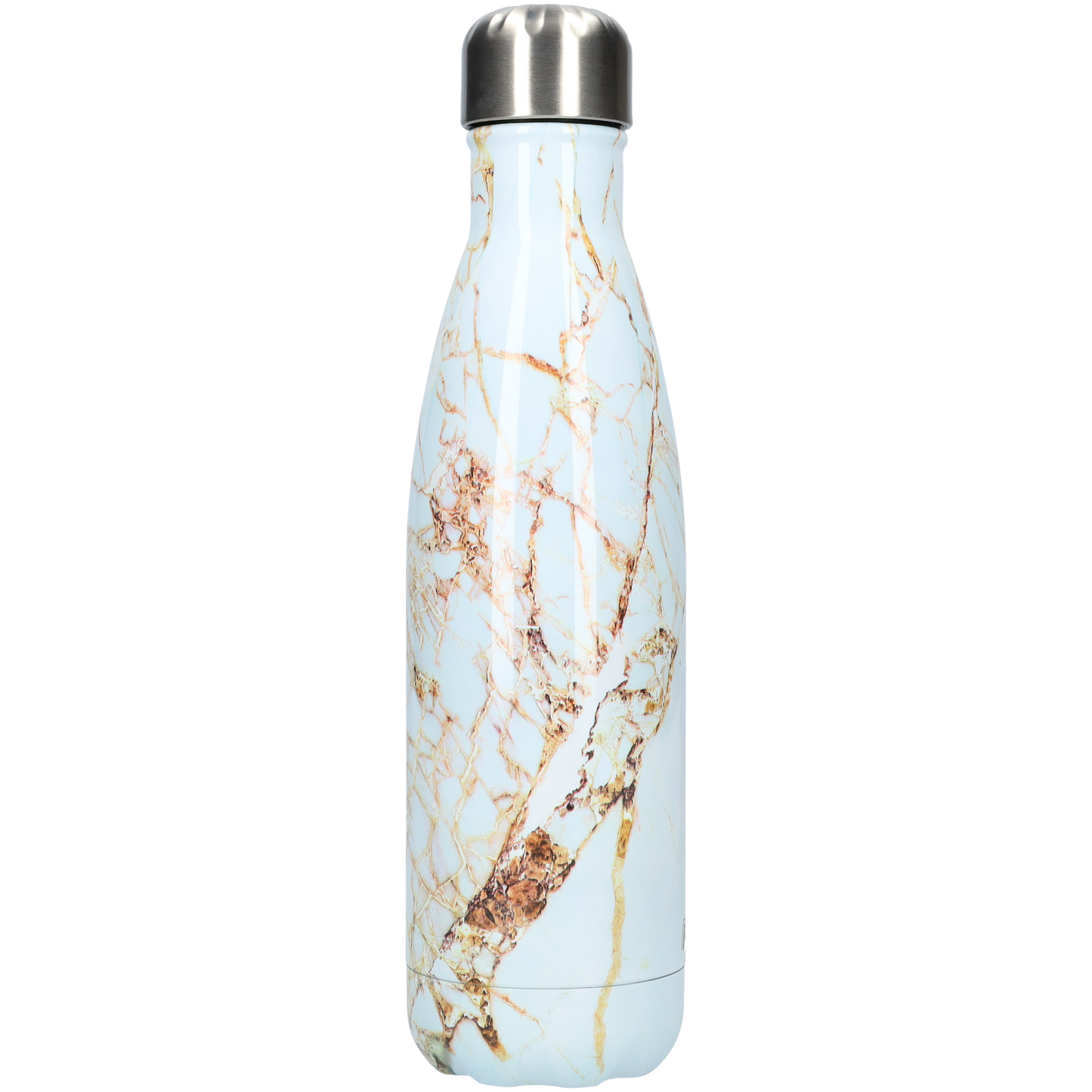 FBFS34, Thermosfles, Drinkfles, Waterfles - 500ml - White & Gold Marble - Wit & Goud Marmer