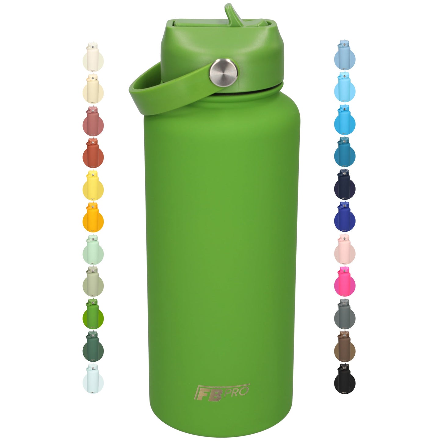 Thermos waterfles 1 liter - Isolerende Waterfles met Draaibare Drinktuit - Leaf green