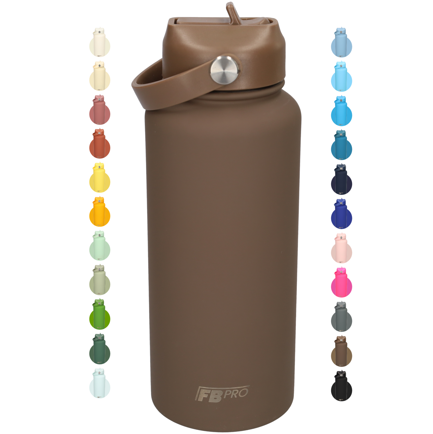 Thermos waterfles 1 liter - Isolerende Waterfles met Draaibare Drinktuit - Light Brown
