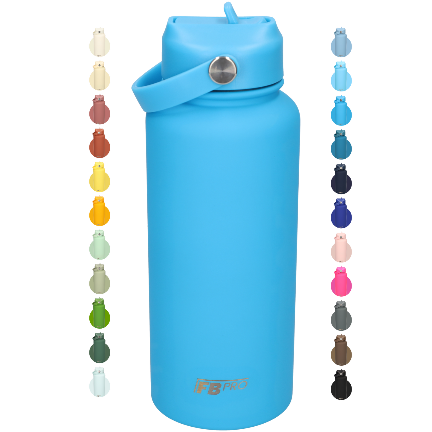 Thermos waterfles 1 liter - Isolerende Waterfles met Draaibare Drinktuit - Sea Blue - Zee Blauw