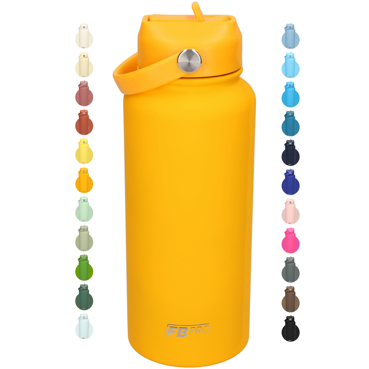 Thermos waterfles 1 liter - Isolerende Waterfles met Draaibare Drinktuit - Oranje - Orange