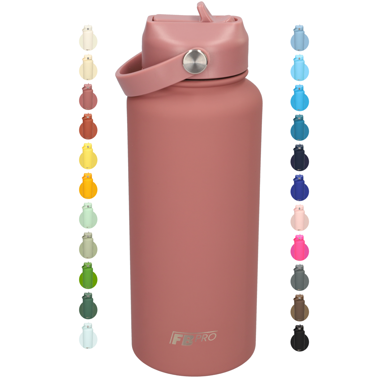 Thermos waterfles 1 liter - Isolerende Waterfles met Draaibare Drinktuit - Redwood