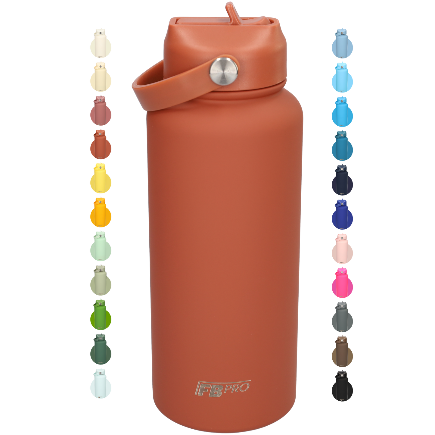 Thermos waterfles 1 liter - Isolerende Waterfles met Draaibare Drinktuit - Brick Red