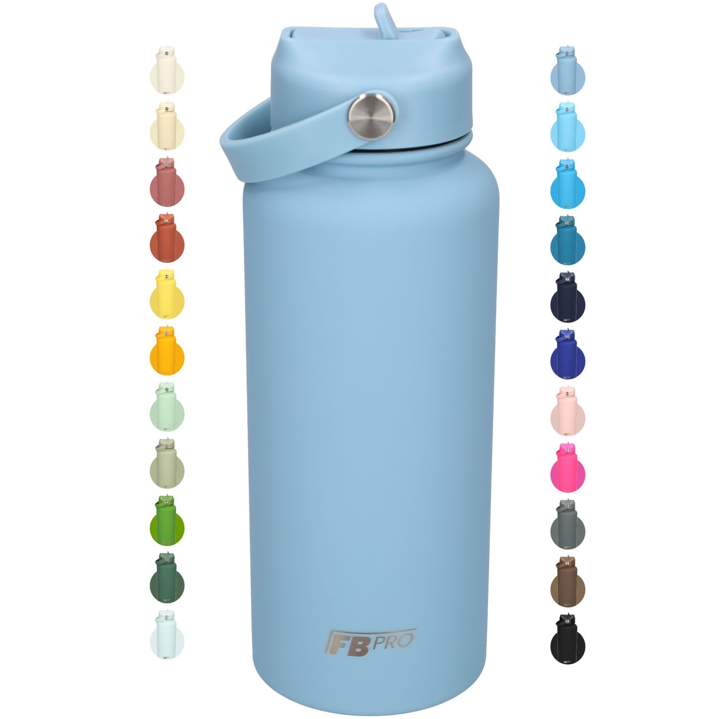 Thermos waterfles 1 liter - Isolerende Waterfles met Draaibare Drinktuit - Sky Blue