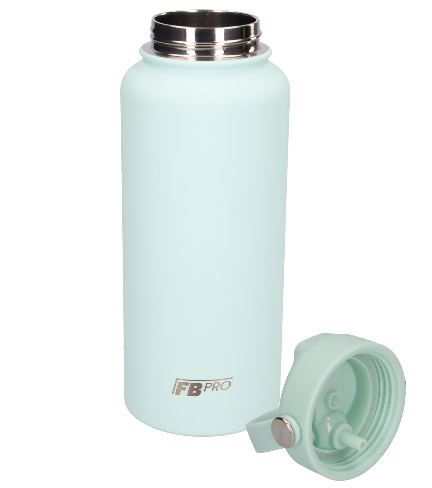 Thermos waterfles 1 liter - Isolerende Waterfles met Draaibare Drinktuit - Bluish White - Pastel blauw