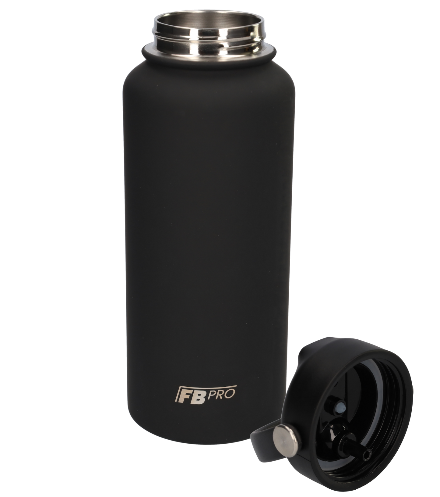 Thermos waterfles 1 liter - Isolerende Waterfles met Draaibare Drinktuit - Black - Zwart