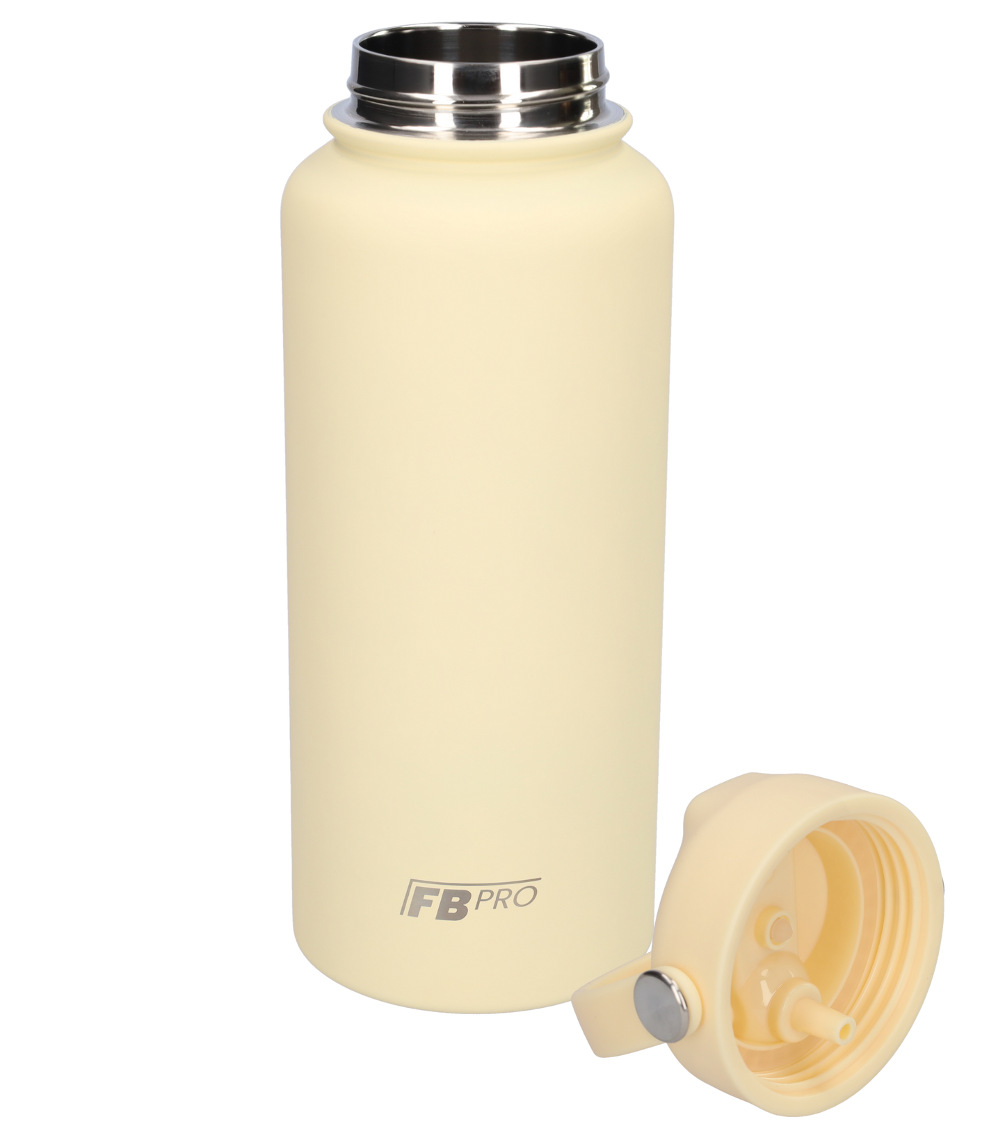 Thermos waterfles 1 liter - Isolerende Waterfles met Draaibare Drinktuit - Cream White