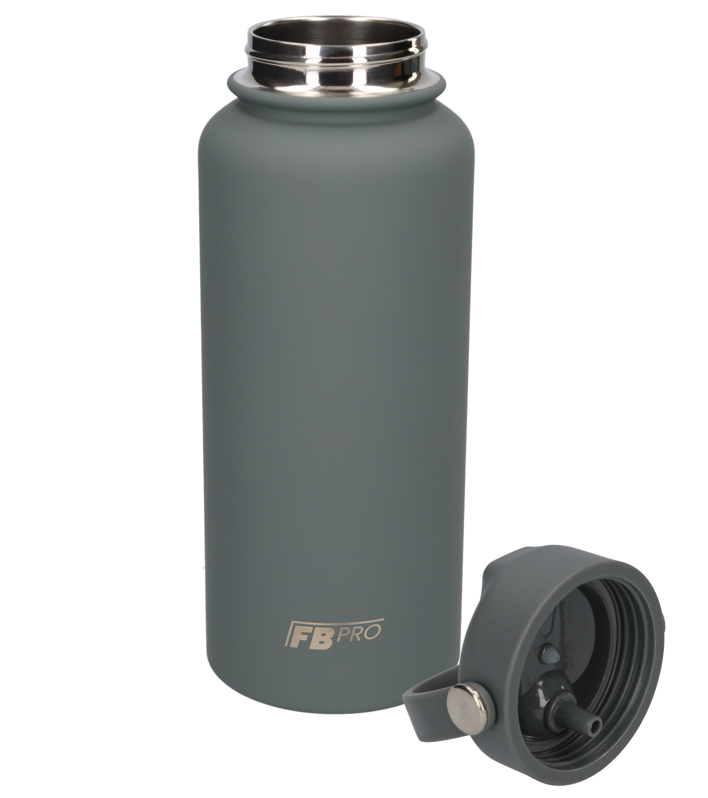 Thermos waterfles 1 liter - Isolerende Waterfles met Draaibare Drinktuit - Grey - Grijs