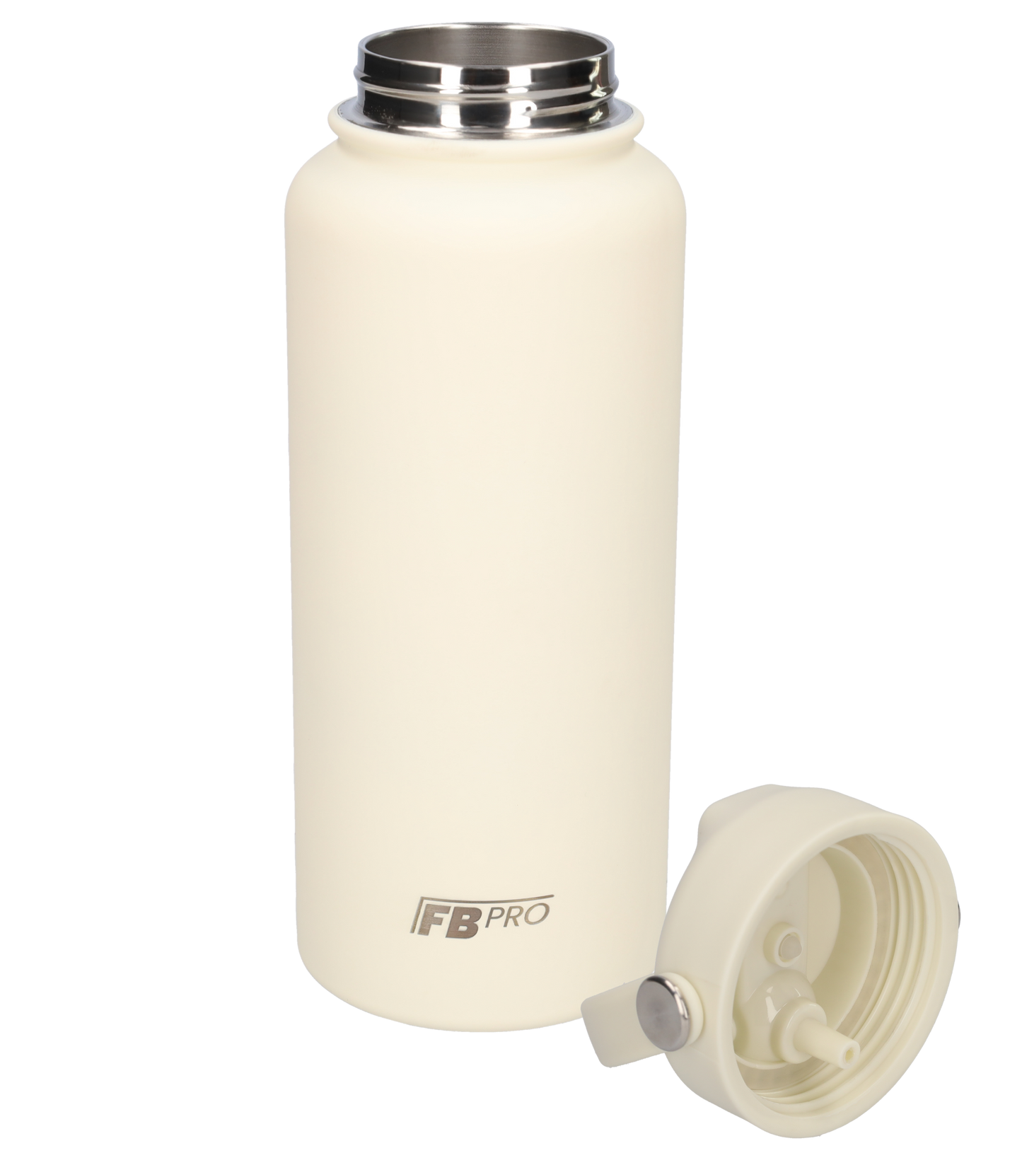 Thermos waterfles 1 liter - Isolerende Waterfles met Draaibare Drinktuit - Ivory - Wit