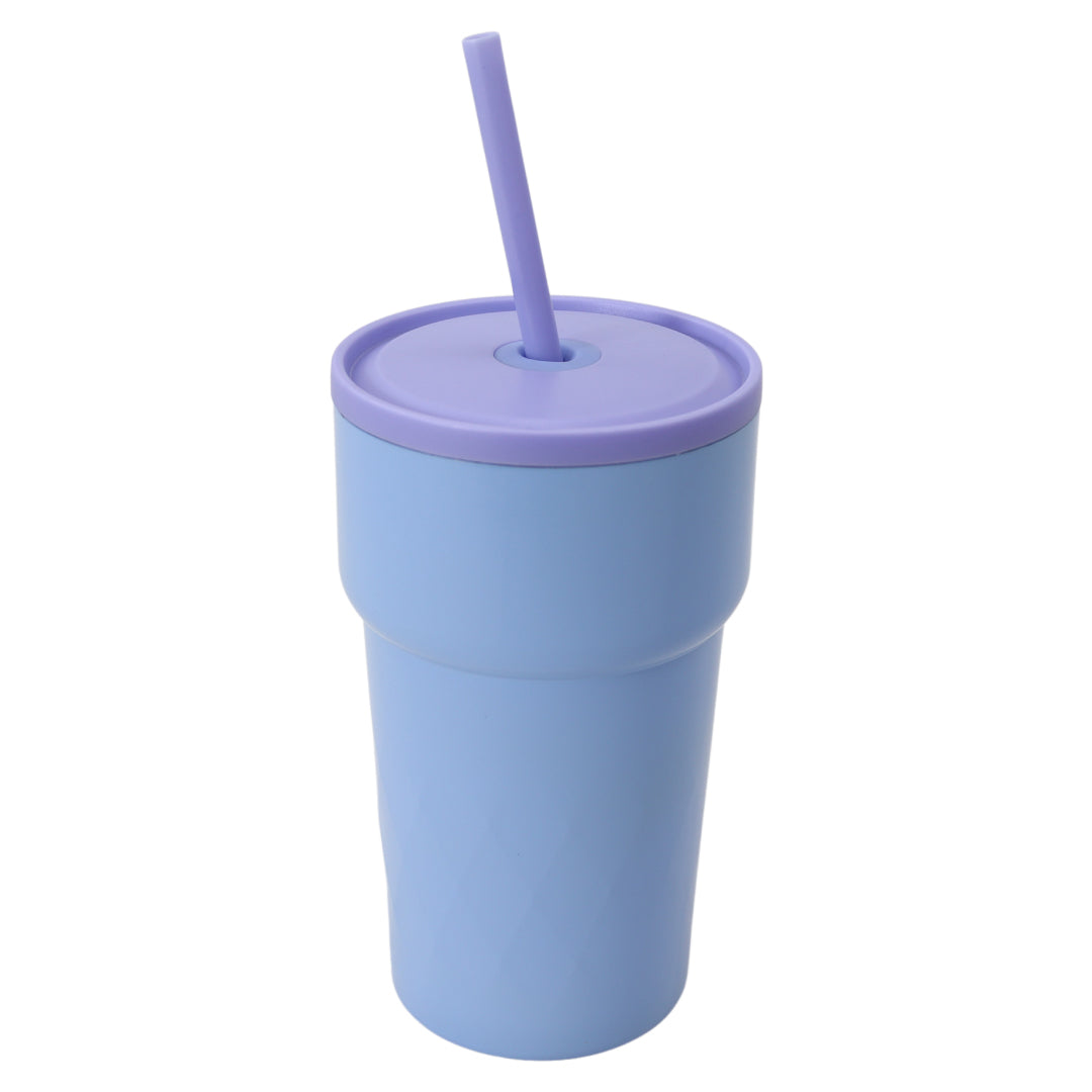 Thermosbeker met Rietje - Baby Blauw - Blauwe Beker to Go - 460ml