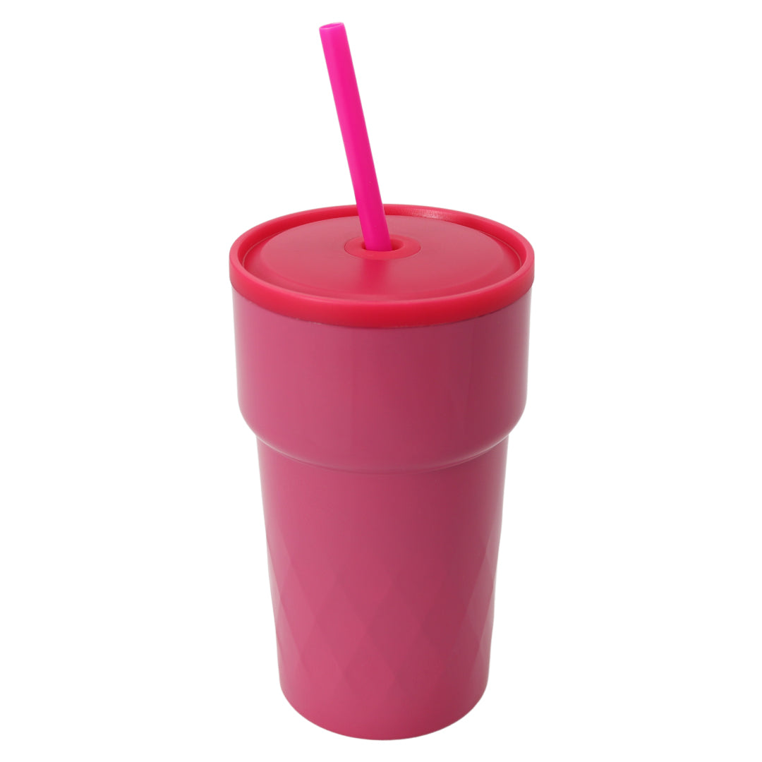Thermosbeker met Rietje - Hot Pink - Roze Beker to Go - 460ml