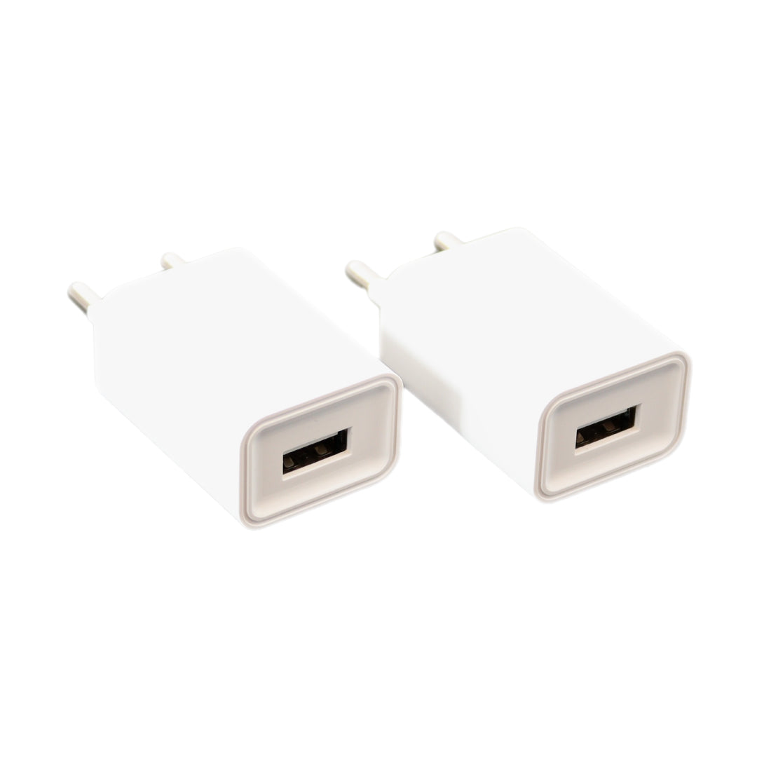 USB-A > Micro USB Kabel van 2m (2 stuks) + USB Adapter (2 stuks) - Universeel - Wit