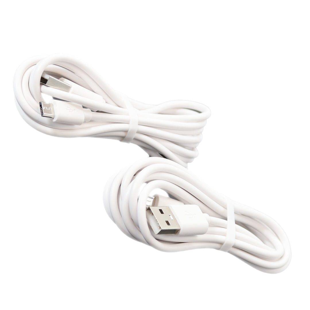USB-A > Micro USB Kabel van 2m (2 stuks) + USB Adapter (2 stuks) - Universeel - Wit