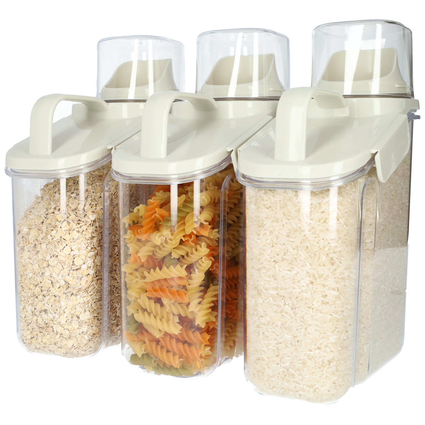 Beige voedsel opslagcontainer (3 stuks) met maatbeker! - Opslag container 2000ml