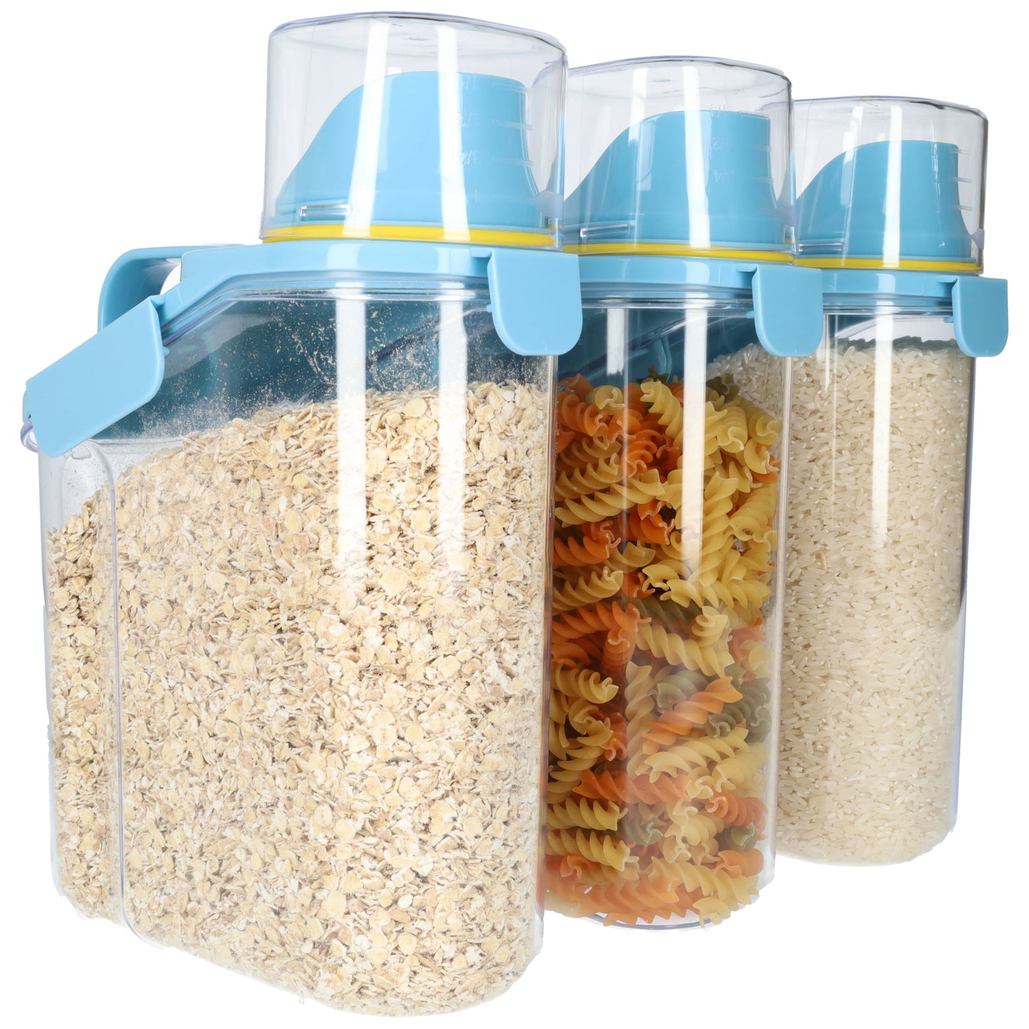 Blauwe voedsel opslagcontainer (3 stuks) met maatbeker! - Opslag container 2000ml