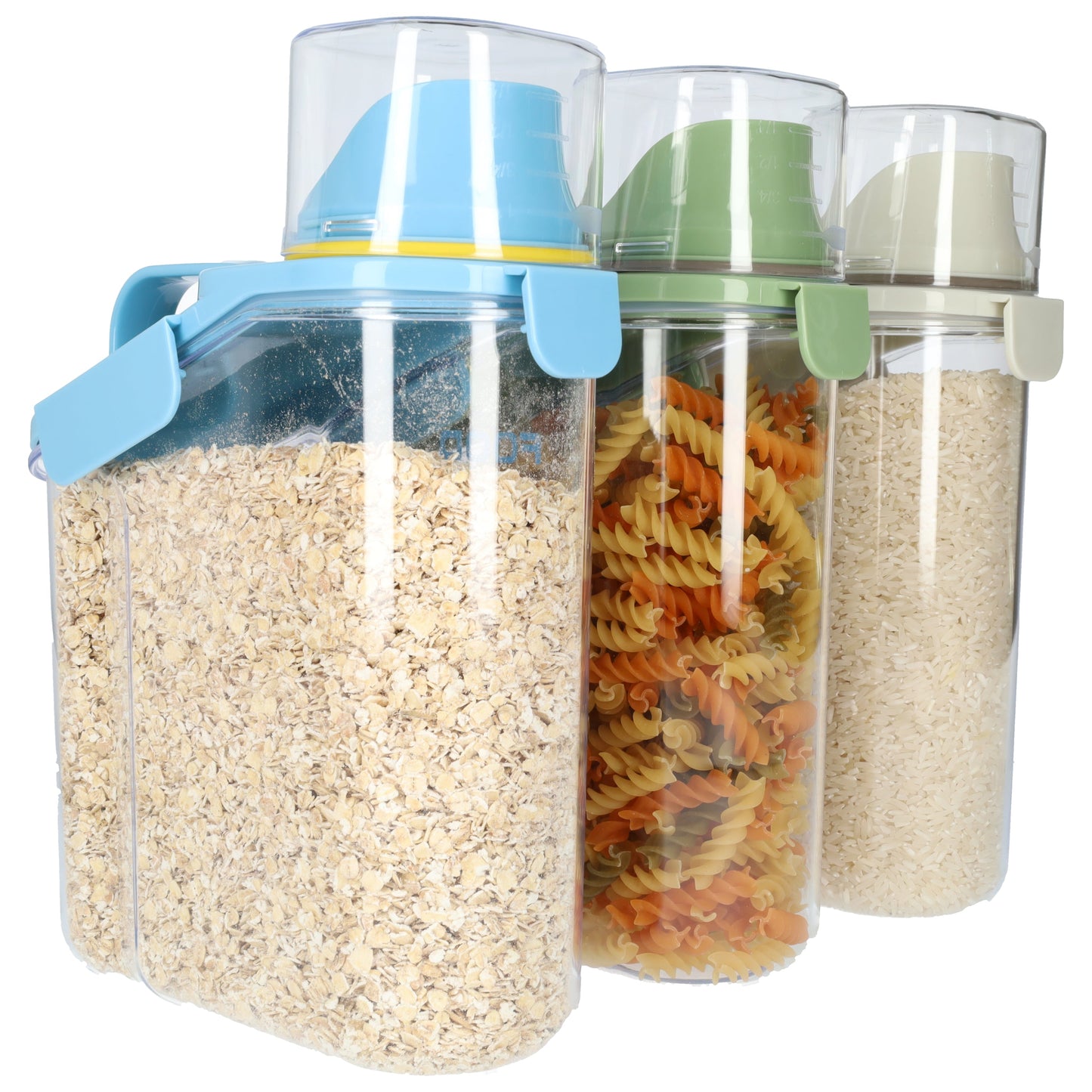 Voorraadpotten (3 stuks) met maatbeker in 3 kleuren! - Opslag container 2000ml