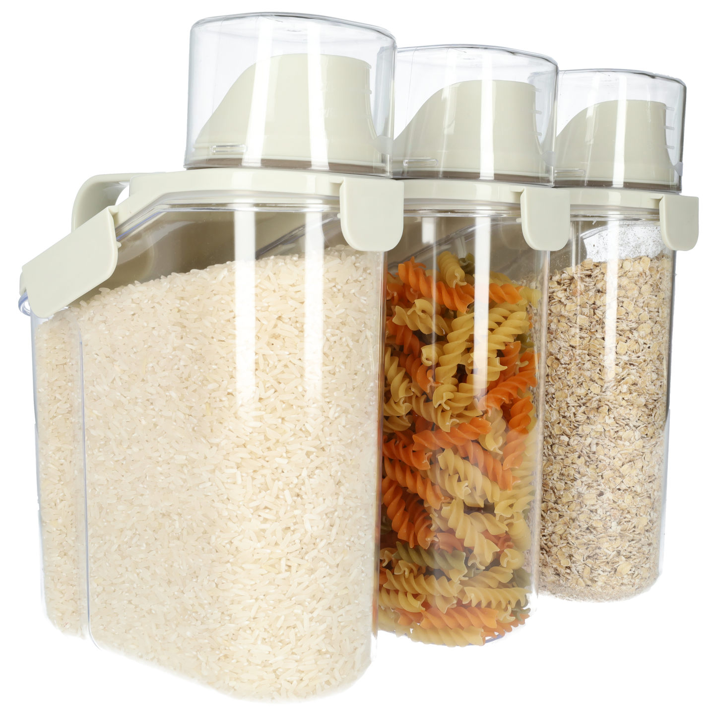 Beige voedsel opslagcontainer (3 stuks) met maatbeker! - Opslag container 2000ml