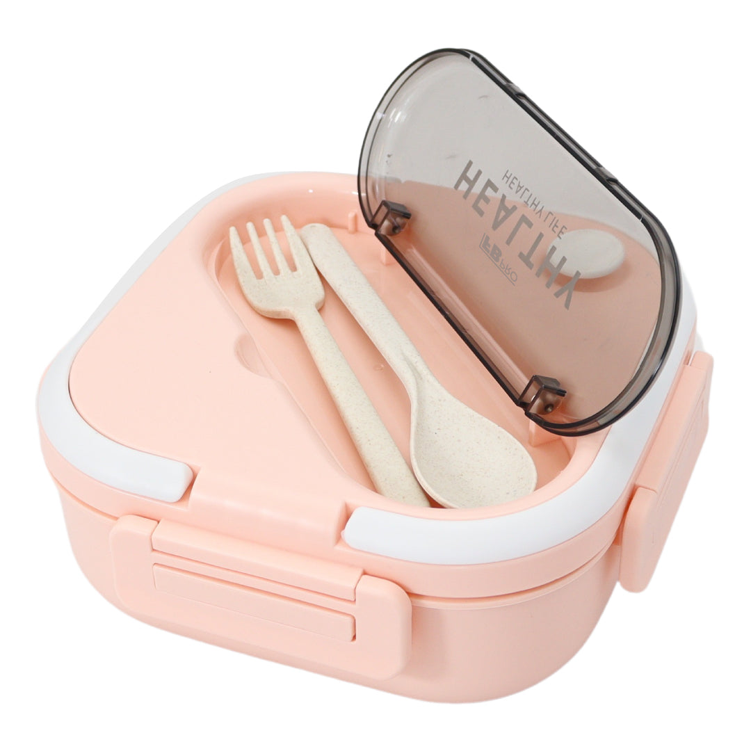 Vierkante Lunchbox met Servies - Roze Bentobox - 900ml