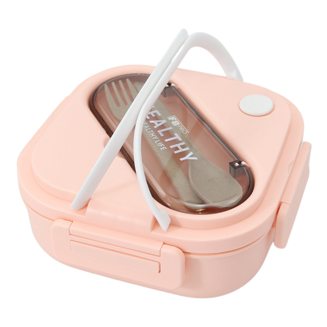 Vierkante Lunchbox met Servies - Roze Bentobox - 900ml