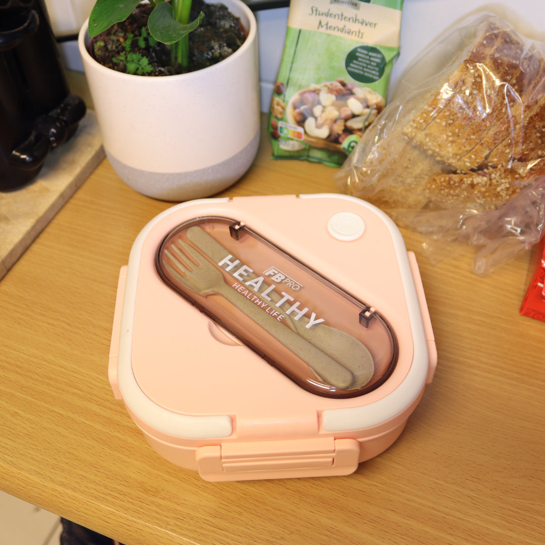 Vierkante Lunchbox met Servies - Roze Bentobox - 900ml