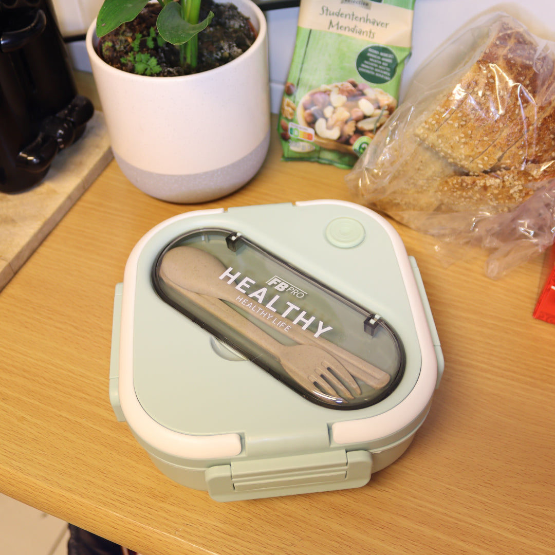 Vierkante Lunchbox met Servies - Groene Bentobox - 900ml