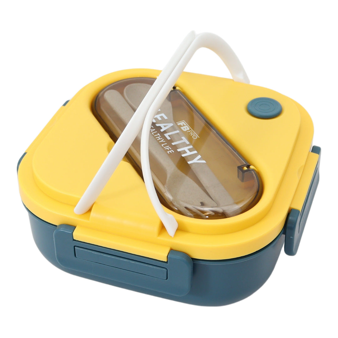 Vierkante Lunchbox met Servies - Gele & Blauwe Bentobox - 900ml