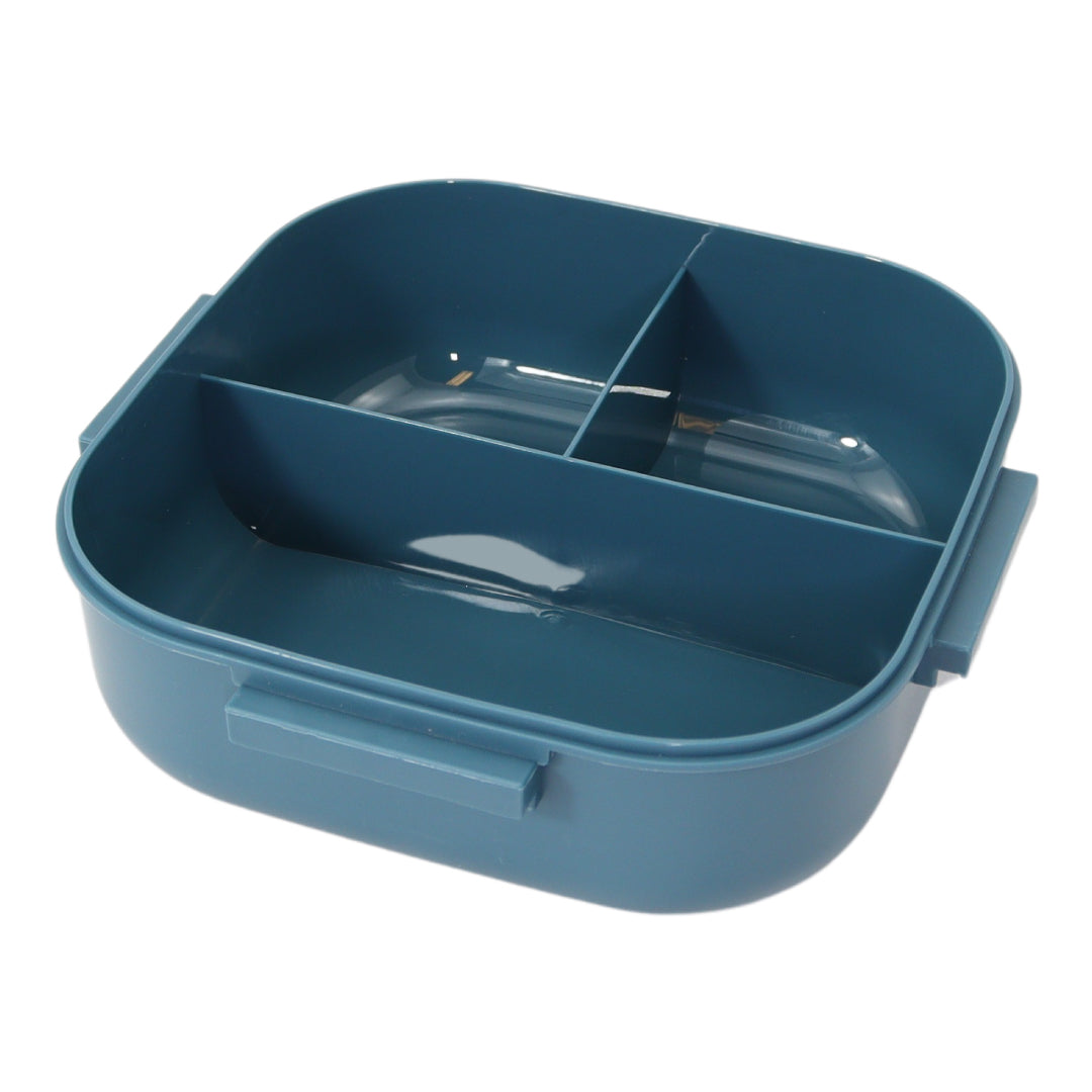 Vierkante Lunchbox met Servies - Gele & Blauwe Bentobox - 900ml