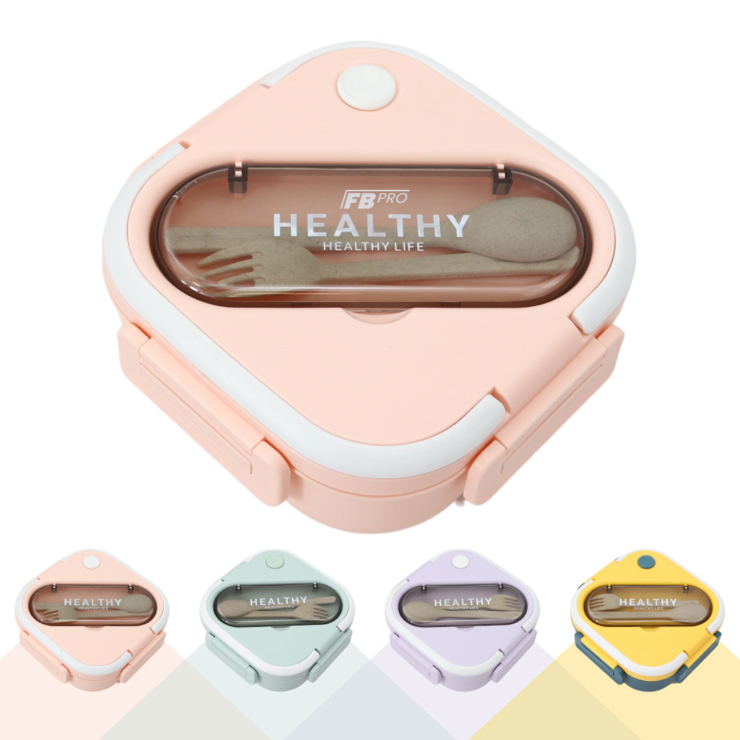 Vierkante Lunchbox met Servies - Roze Bentobox - 900ml