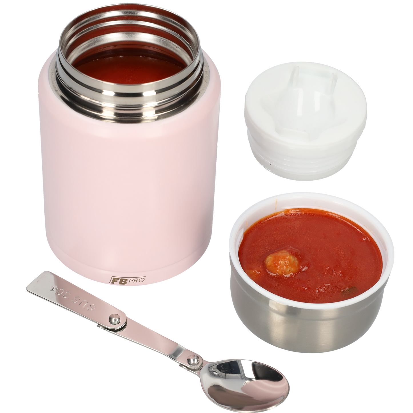 Thermos Voedselcontainer met Lepel - Thermoskan - Licht roze - 450ml