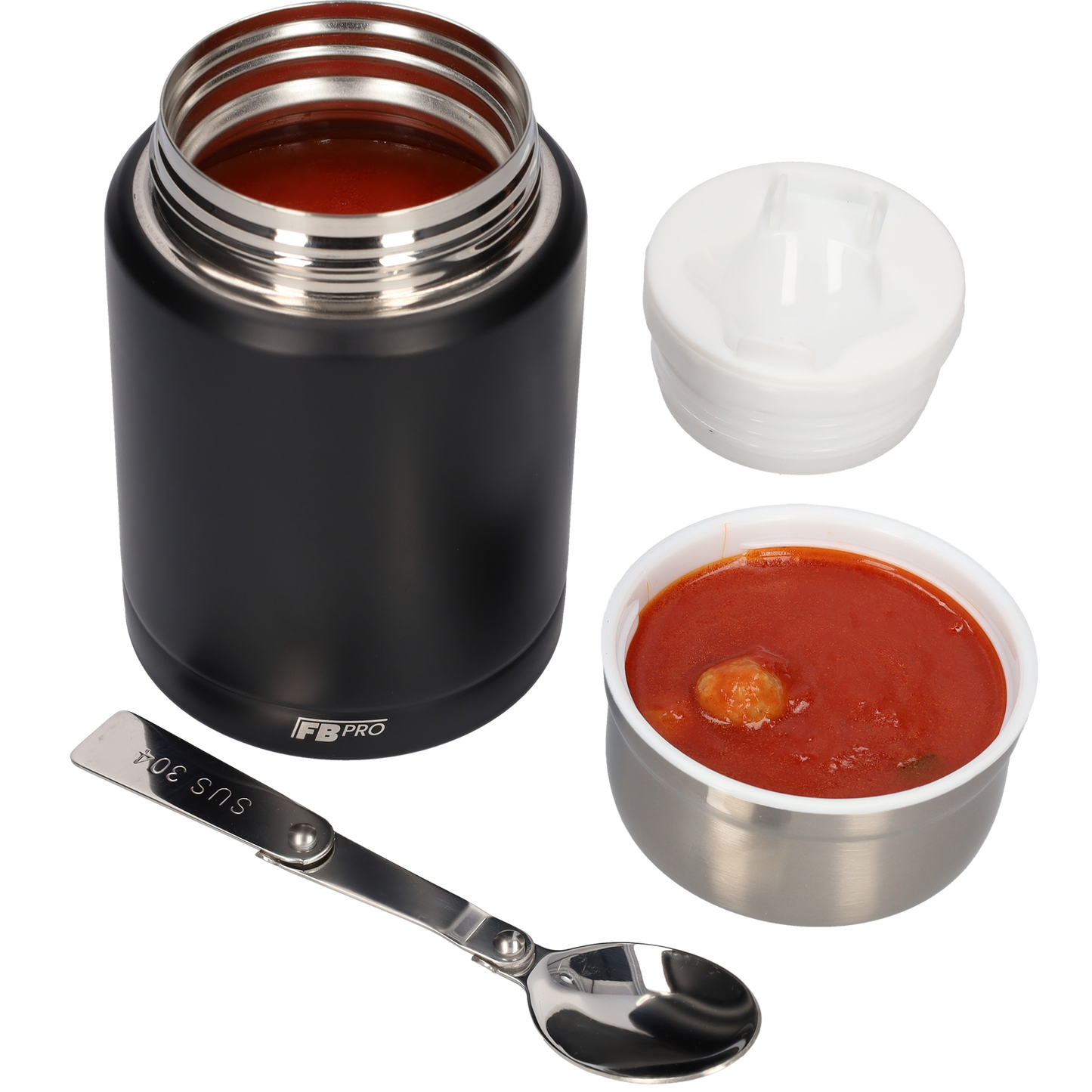 Zwarte & Lichtroze Thermos Voedselcontainer - Thermoskan - 450ml