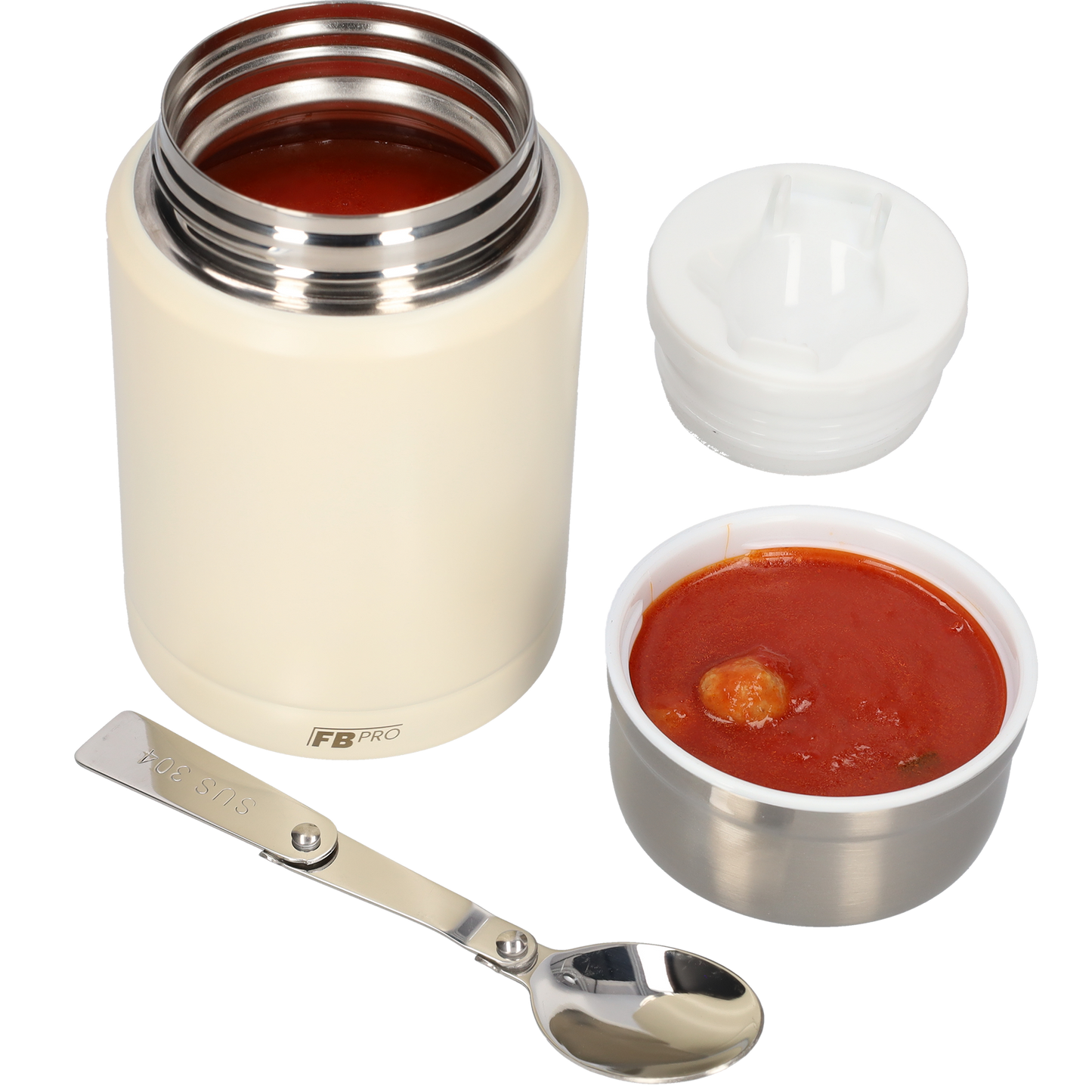 Witte & Zwarte Thermos Voedselcontainer - Thermoskan - 450ml
