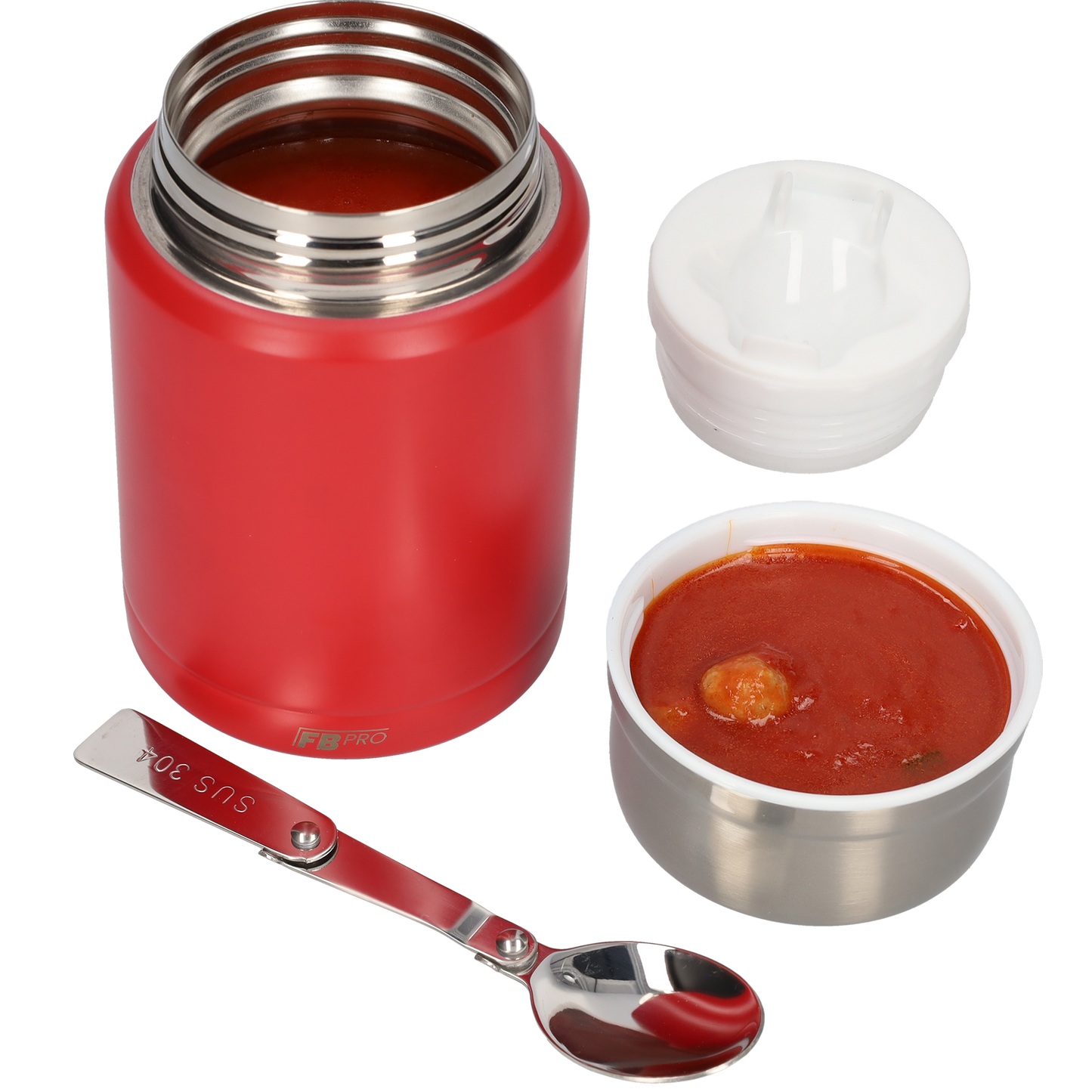 Rode Thermos Voedselcontainer met Lepel - Thermoskan - Rood - 450ml