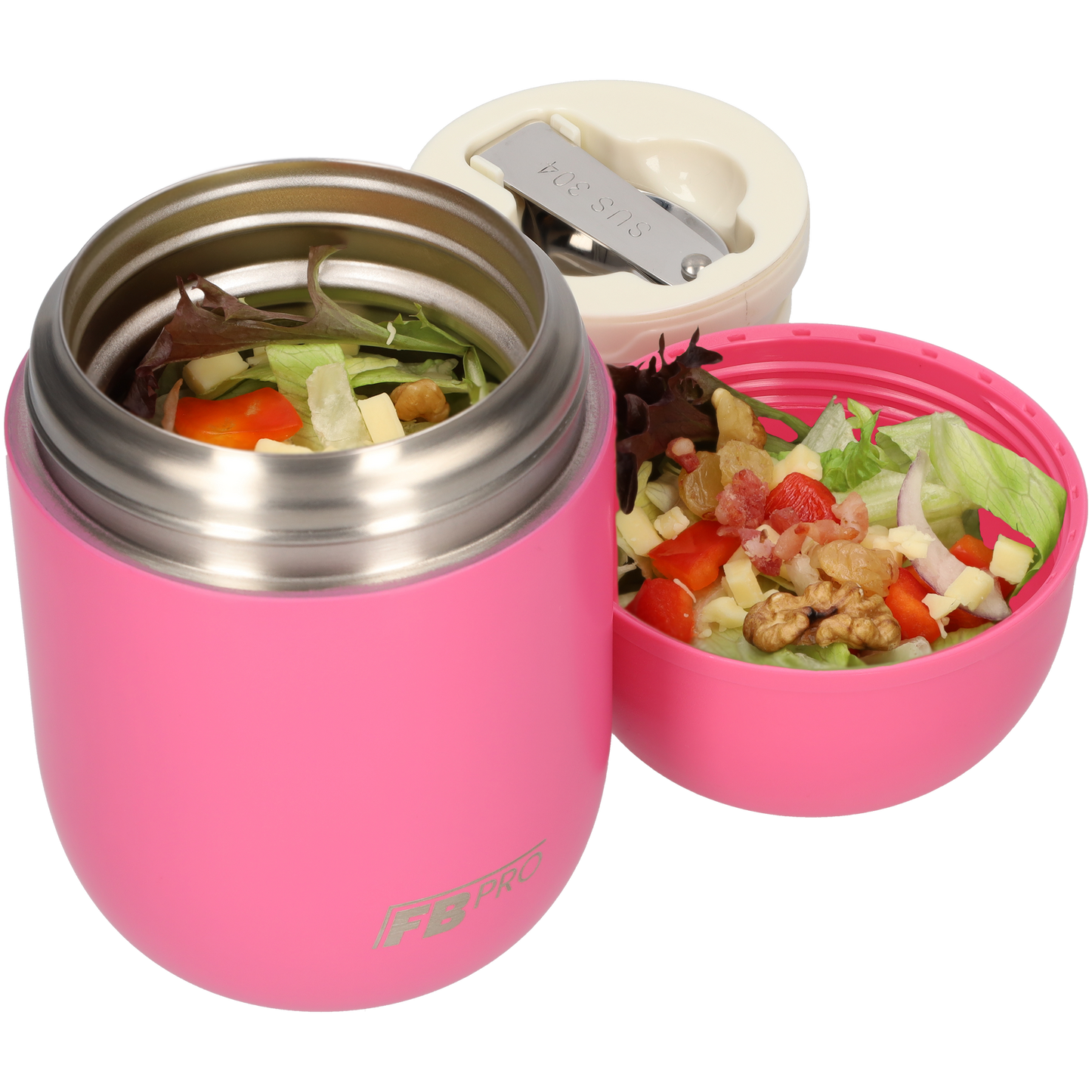 Roze & Lichtroze voedselcontainer Thermos Voedselcontainer met Lepel x2 - Thermoskan - 450ml