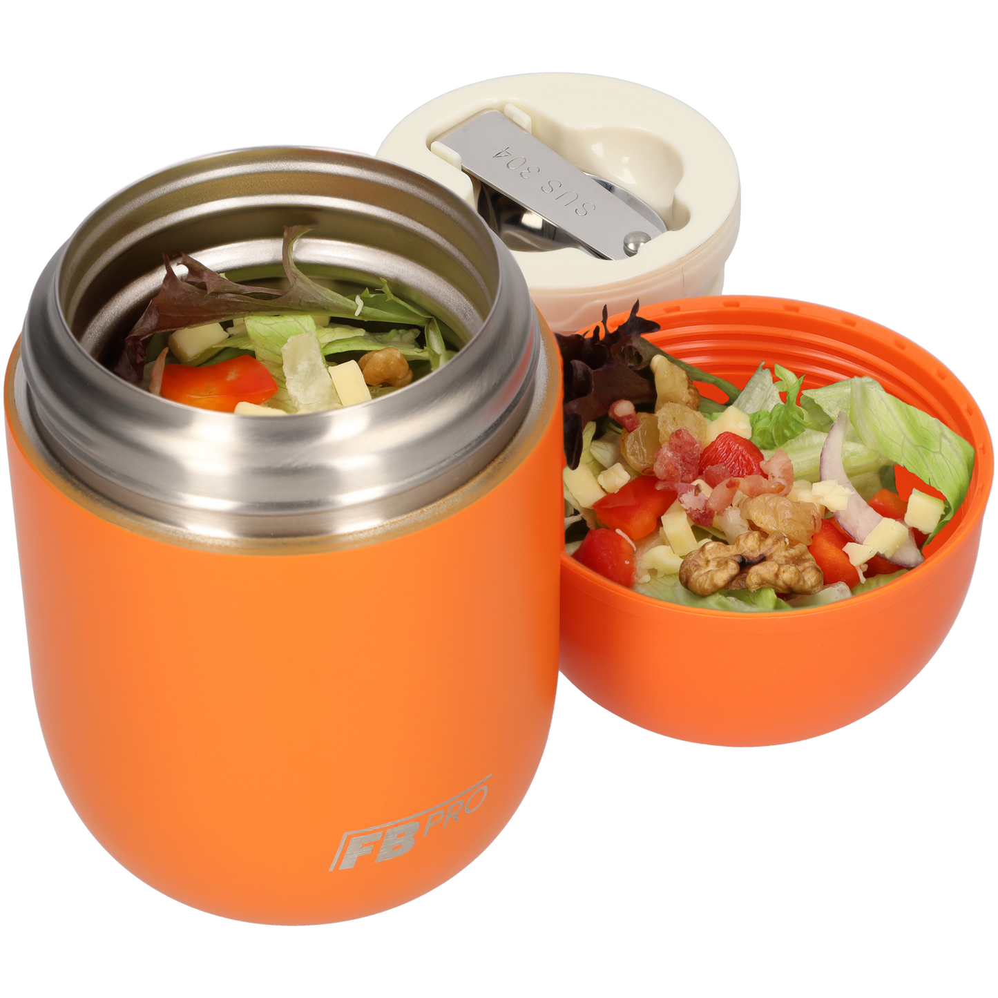 Blauwe & Oranje Thermos Voedselcontainer met Lepel x2 - Thermoskan - 450ml