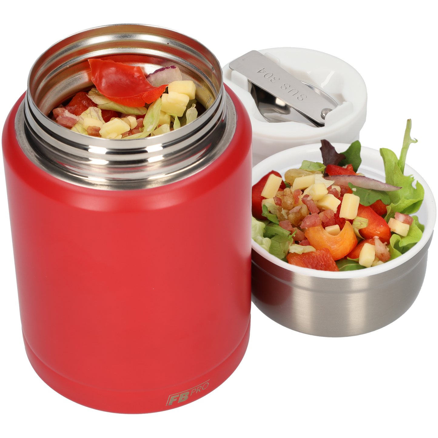 Rode Thermos Voedselcontainer met Lepel - Thermoskan - Rood - 450ml